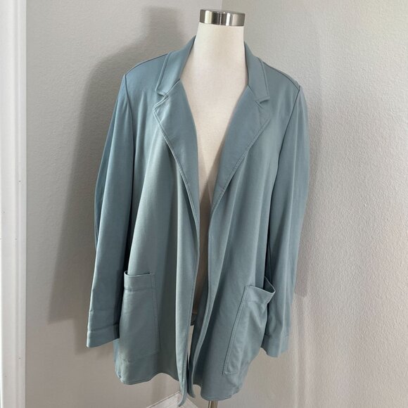 Athleta Womens 18 Eastbound Ponte Knit Open Front Blazer Gray Green Jacket - Picture 2 of 10